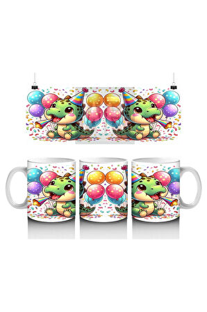 Çocuklara Sütü Sevdiren Parti Dinozoru Şenliği Kupa Bardak