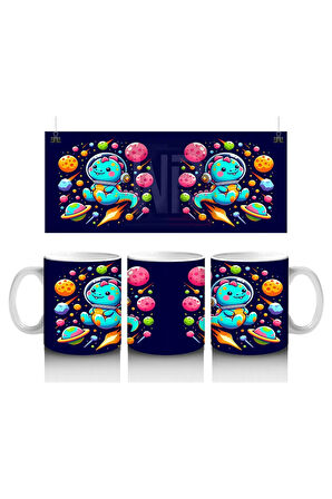 Çocuklara Sütü Sevdiren Uzay Keşif Kedisi Kupa Bardak