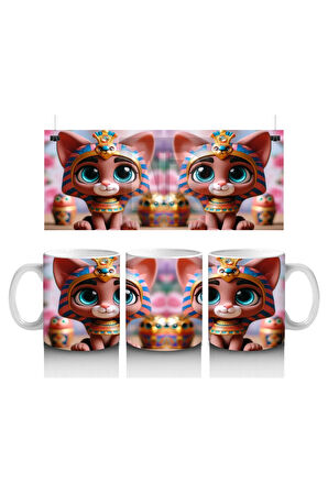 Çocuklara Sütü Sevdiren Firavun Kedisi Kupa Bardak