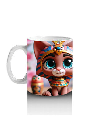 Çocuklara Sütü Sevdiren Firavun Kedisi Kupa Bardak