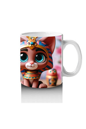 Çocuklara Sütü Sevdiren Firavun Kedisi Kupa Bardak