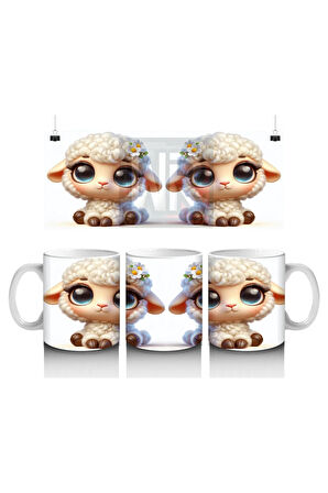 Çocuklara Sütü Sevdiren Çiçek Taclı Kuzu Kupa Bardak