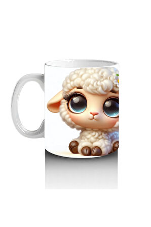 Çocuklara Sütü Sevdiren Çiçek Taclı Kuzu Kupa Bardak