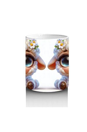 Çocuklara Sütü Sevdiren Çiçek Taclı Kuzu Kupa Bardak