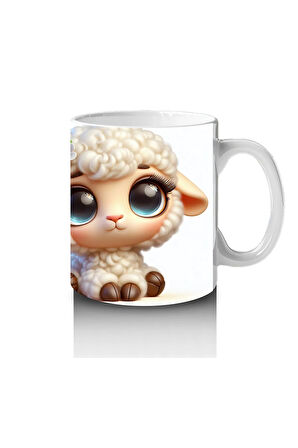 Çocuklara Sütü Sevdiren Çiçek Taclı Kuzu Kupa Bardak