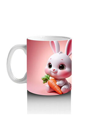 Çocuklara Sütü Sevdiren Havuçlu Mutlu Tavşan Kupa Bardak