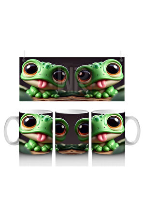 Çocuklara Sütü Sevdiren Dil Çıkaran Kurbağalar Kupa Bardak