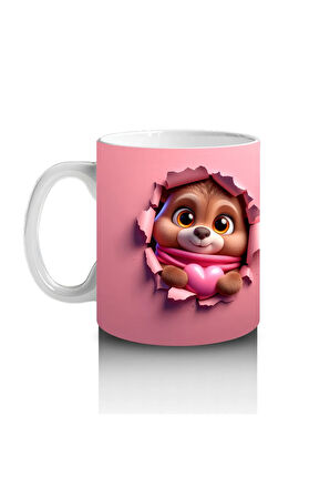 Çocuklara Sütü Sevdiren Atkılı Peluş Ayıcık Kupa Bardak