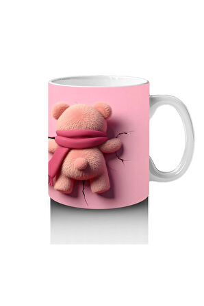 Çocuklara Sütü Sevdiren Atkılı Peluş Ayıcık Kupa Bardak