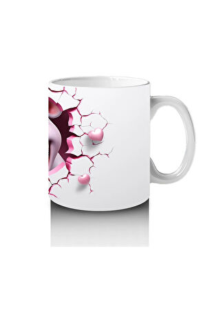 Çocuklara Sütü Sevdiren Kırık Kalp İçindeki Sevimli Su Aygırı Kupa Bardak