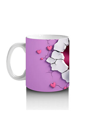 Çocuklara Sütü Sevdiren Kalp Çerçevesindeki Meraklı Su Aygırı Kupa Bardak