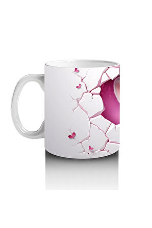 Çocuklara Sütü Sevdiren Kalp Çerçevesinden Fırlayan Neşeli Tavşan Kupa Bardak