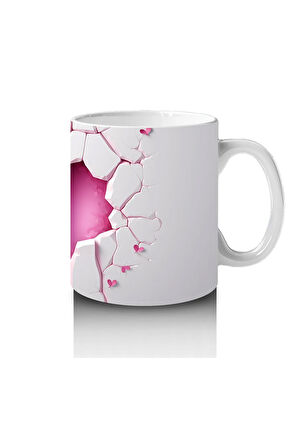 Çocuklara Sütü Sevdiren Kalp Çerçevesinden Fırlayan Neşeli Tavşan Kupa Bardak