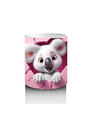 Çocuklara Sütü Sevdiren Kalp Çatlağından Bakan Şirin Koala Kupa Bardak