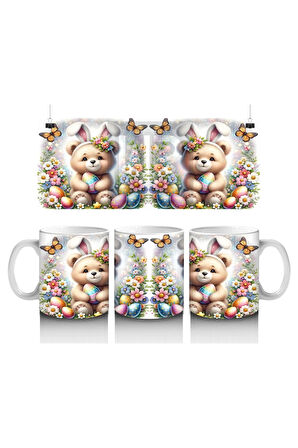 Çocuklara Sütü Sevdiren Çiçek Taclı Bahar Ayıcığı Kupa Bardak