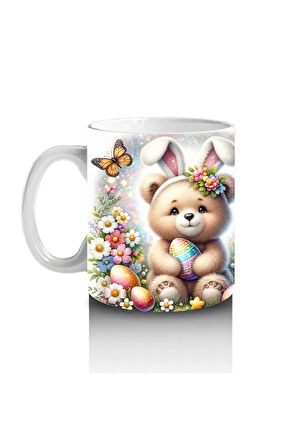 Çocuklara Sütü Sevdiren Çiçek Taclı Bahar Ayıcığı Kupa Bardak