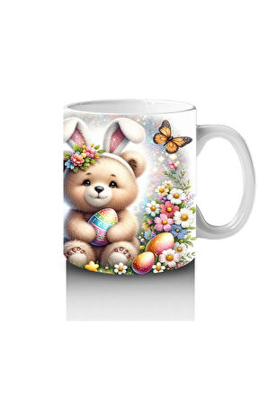 Çocuklara Sütü Sevdiren Çiçek Taclı Bahar Ayıcığı Kupa Bardak