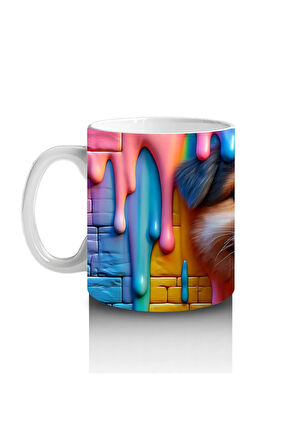 Çocuklara Sütü Sevdiren Renkli Duvar Dostu Köpek Kupa Bardak