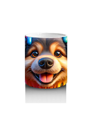 Çocuklara Sütü Sevdiren Renkli Duvar Dostu Köpek Kupa Bardak