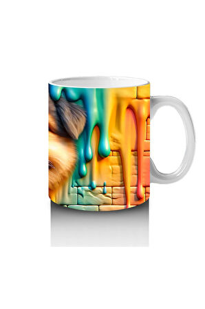 Çocuklara Sütü Sevdiren Renkli Duvar Dostu Köpek Kupa Bardak