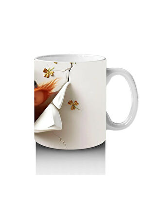 Çocuklara Sütü Sevdiren Şanslı Şapkalı Sincap Kupa Bardak