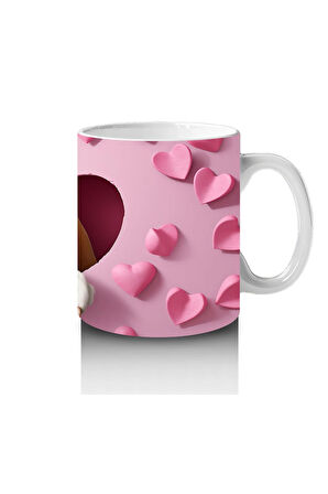 Çocuklara Sütü Sevdiren Kalp Duvarından Bakan Meraklı Köpek Kupa Bardak