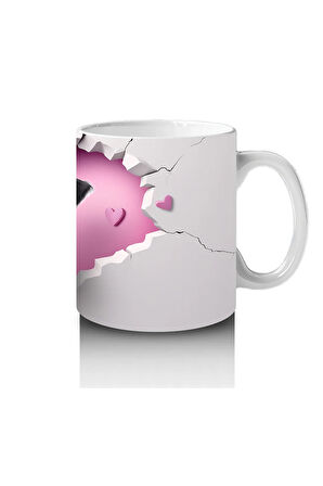 Çocuklara Sütü Sevdiren Duvarı Delip Bakan Şirin Yavru Köpek Kupa Bardak