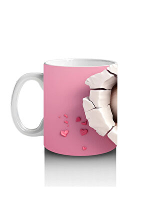 Çocuklara Sütü Sevdiren Kalp Çatlağından Bakan Sevimli Tembel Hayvan Kupa Bardak