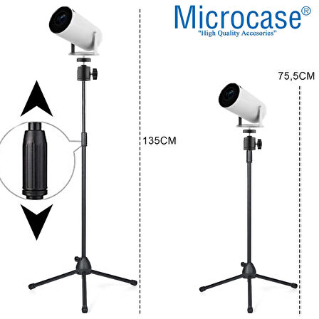 Microcase Taşınabilir Projeksiyon Cihazı Vb 1/4 Vida Girişli Eğim ve Açı Ayarlamalı Tripod - AL5274