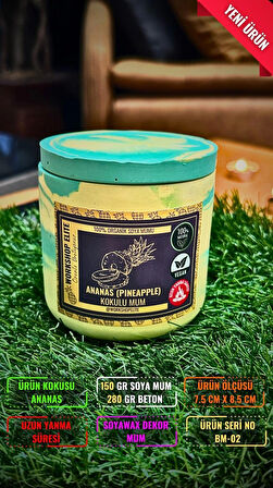 Workshop Elite Aroma Terapi Uzun Boy Kapaklı Soya Wax Ananas Kokulu Mum