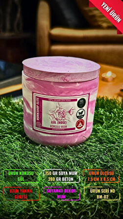 Workshop Elite Aroma Terapi Uzun Boy Kapaklı Soya Wax Gül Kokulu Mum