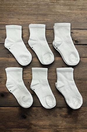 6 Çift Burun Dikişsiz Düz Tenis Çocuk Soket