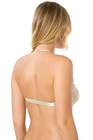 Kadın Ten Renk Dolgulu Destekli Sırtı Şeffaf Straplez Sütyen