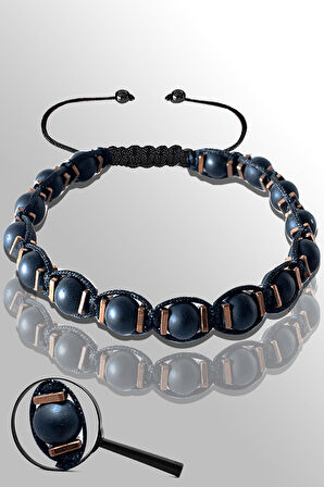 Sertifikalı Makrome 6 Mm Doğal Ham Şungit ( Shungite ) Taşı Bileklik