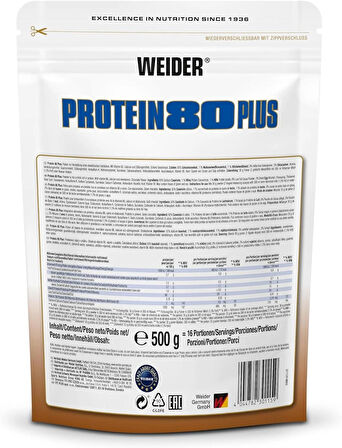 Weider 80 Plus Casein + İsolate + Whey + Egg (Yumurta) Komplex Protein 500 Gram