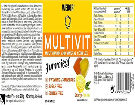 Weider Multivit Gummies multivitamin 80 gummy