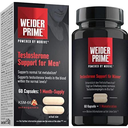 WEIDER PRIME Testosterone Testo Booster For Men KSM66 Ashwagandha – 60 Caps