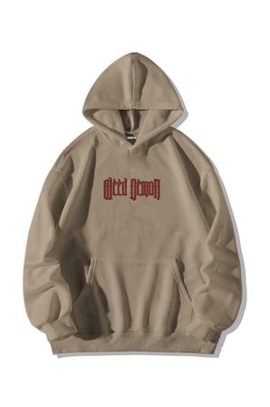 Krem Kadın Erkek Oversize Kapşonlu Kanguru Cepli Weed Demon Baskılı Sweatshirt Hoodie