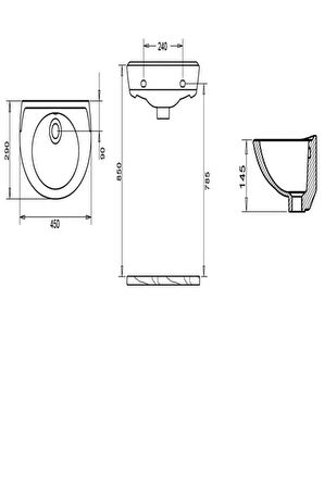 Turavit 28x45 cm Oval Lavabo