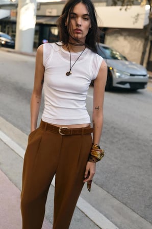 ALLBUCKS ZARA Kemerli Pensli Kumaş Pantolon ABZRA00030