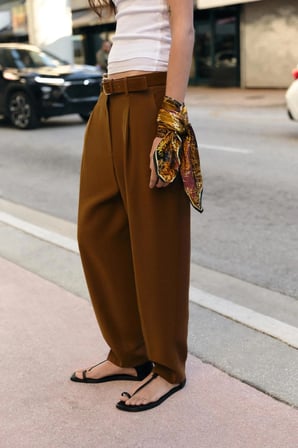 ALLBUCKS ZARA Kemerli Pensli Kumaş Pantolon ABZRA00030