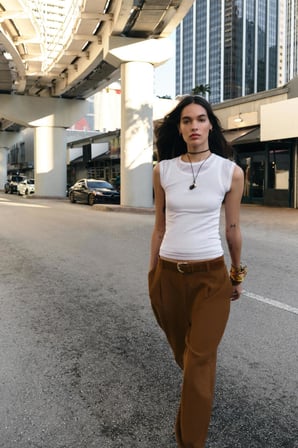 ALLBUCKS ZARA Kemerli Pensli Kumaş Pantolon ABZRA00030