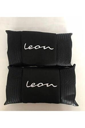 Seat Mk4 Yeni Leon El Yazısı Nakışlı Deri 1 Çift Boyun Yastık Ve 1 Çift Kemer Pedi