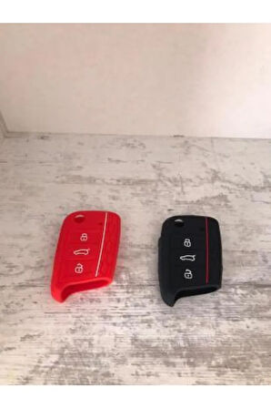 Scala Octavia Ibiza Ateca Leon Toledo Golf 7 Silikon Anahtar Kılıf Siyah Ve Kırmızı 2.resime Bakınız