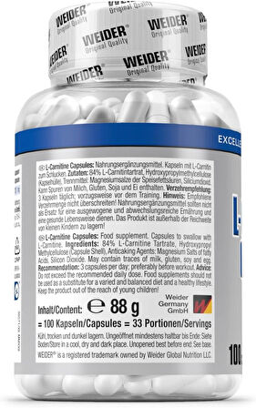 Weider L- Carnitine 1500 Mg 100 Caps