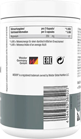 WEİDER Magnesium (Magnezyum) Zma Complex – 120 caps