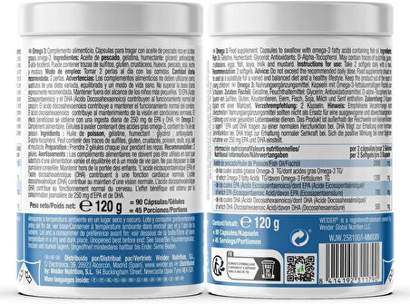 Weider Omega Fish oil (Balık yağı) 3 2000 mg 90 Softgels