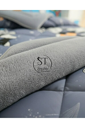 Tek Kişilik Astronot Desenli Çift Taraflı Wellsoft Uyku Seti