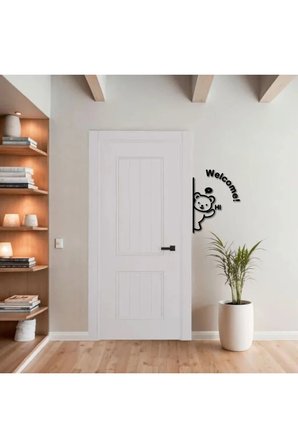 WELCOME001 MODEL EV DEKORASYON DUVAR SÜS SİYAH RENK 30 CM.