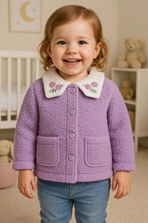 KIZ ÇOCUK KUZU WELSOFT NAKIŞLI  ARKASI ATKILI HIRKA YUMUŞAK DOKULU